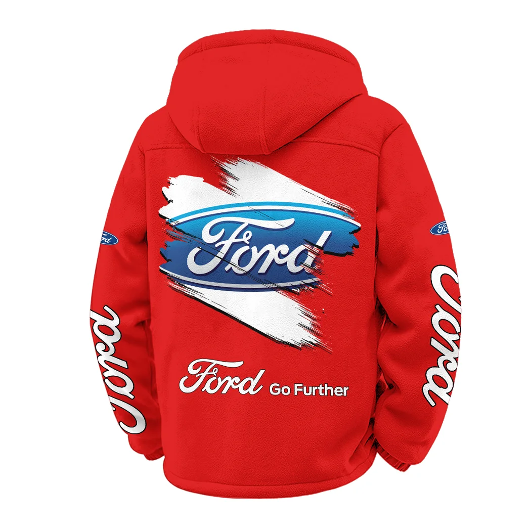 Vintage Ride Winter Fleece Jacket, Heavyweight Plush Fleece HVN1452FO - Red - Image 3