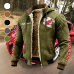 Touring Motorcycle Fleece-Lined Hooded Jacket, Breathable Warmth Sport Jacket HVN1452HM - Green