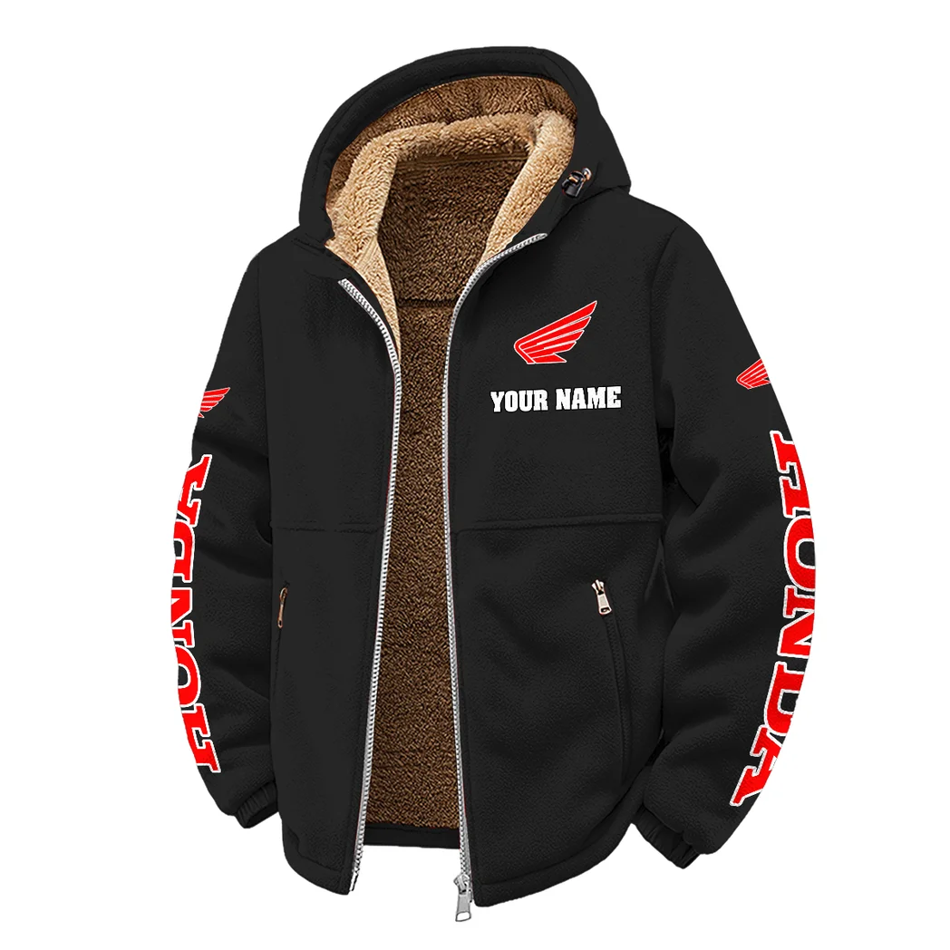 Touring Motorcycle Winter Fleece Jacket, Premium Fleece Barrier HVN1452HM - Black - Image 2