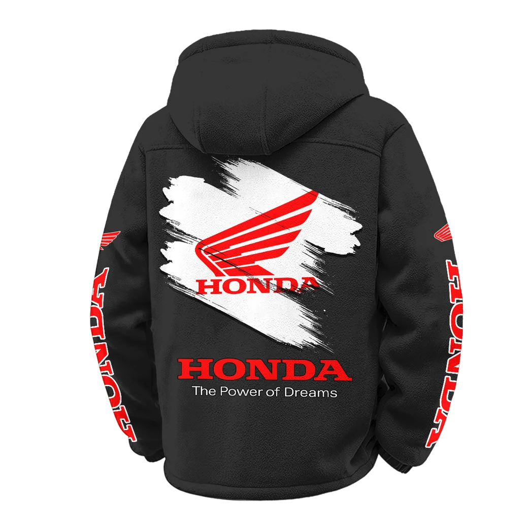 Touring Motorcycle Winter Fleece Jacket, Premium Fleece Barrier HVN1452HM - Black - Image 3