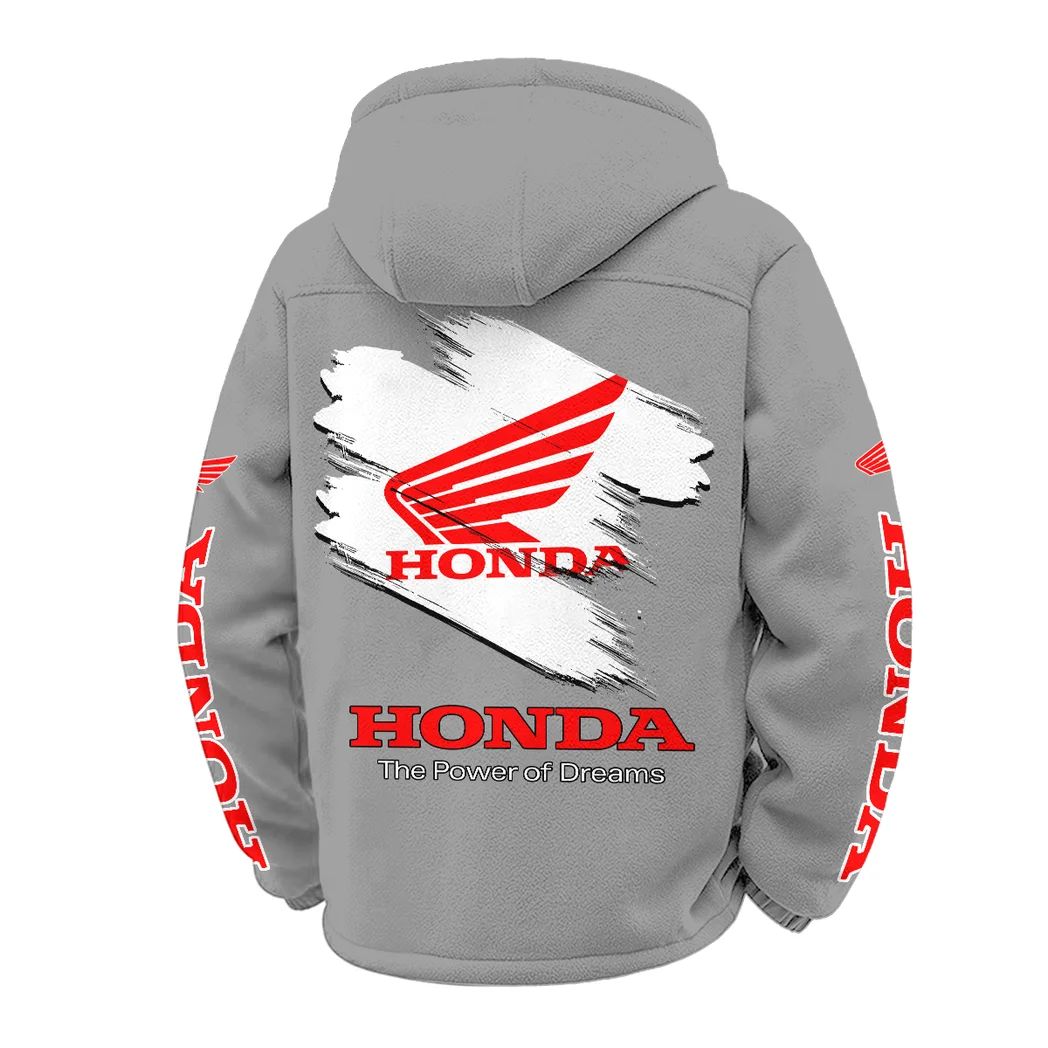 Touring Motorcycle Winter Fleece Jacket, Premium Fleece Barrier HVN1452HM - Grey - Image 3