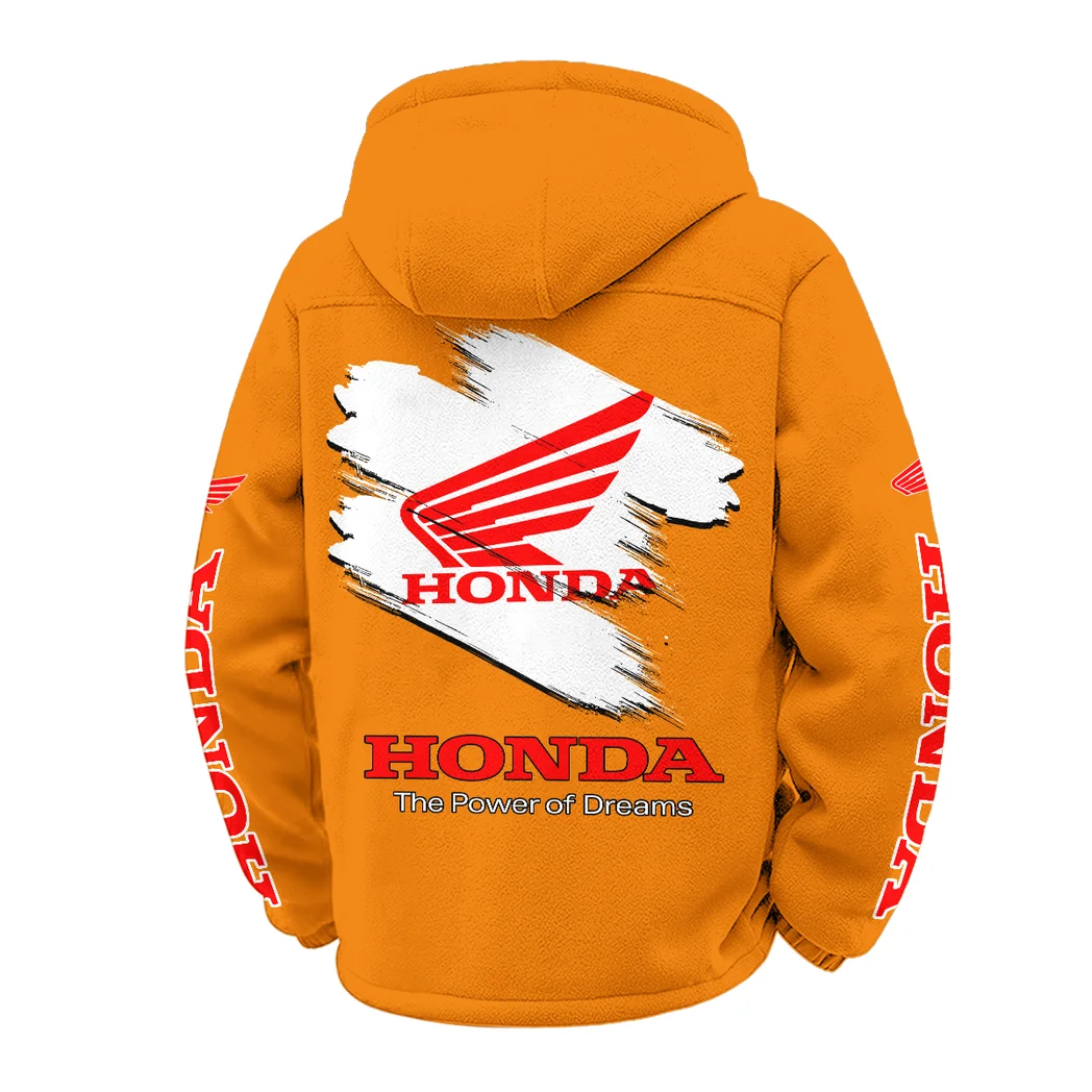 Touring Motorcycle Winter Fleece Jacket, Premium Fleece Barrier HVN1452HM - Orange - Image 3