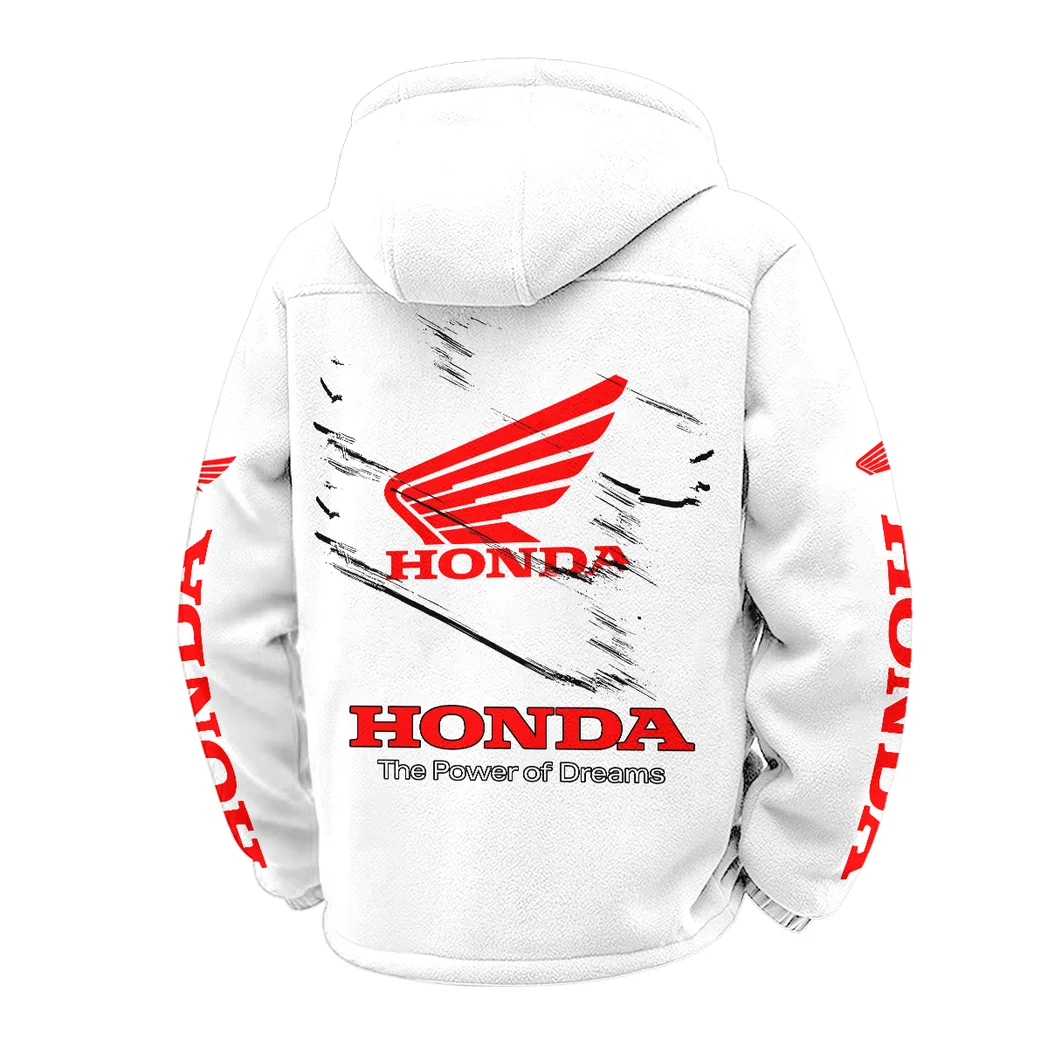 Touring Motorcycle Winter Fleece Jacket, Premium Fleece Barrier HVN1452HM - White - Image 3