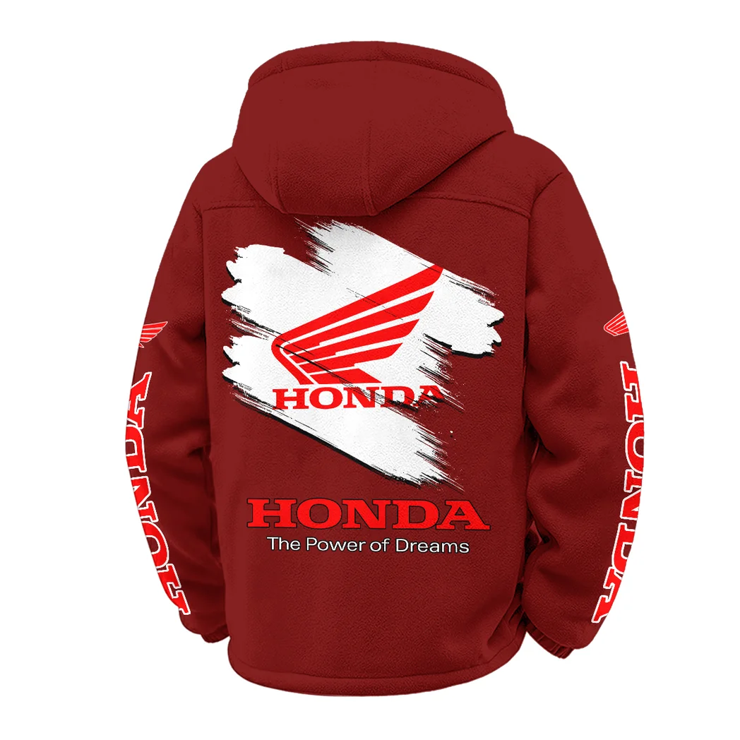 Touring Motorcycle Winter Fleece Jacket, Premium Fleece Barrier HVN1452HM - Wine - Image 3