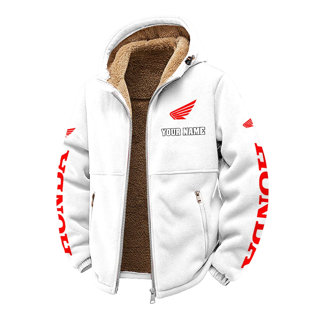 Road Bike Winter Fleece Jacket, Sherpa Lined Winter Fleece HVN1452HM - White - Image 2