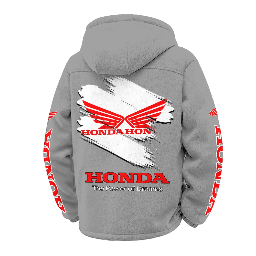 Road Bike Winter Fleece Jacket, Sherpa Lined Winter Fleece HVN1452HM - Grey - Image 3