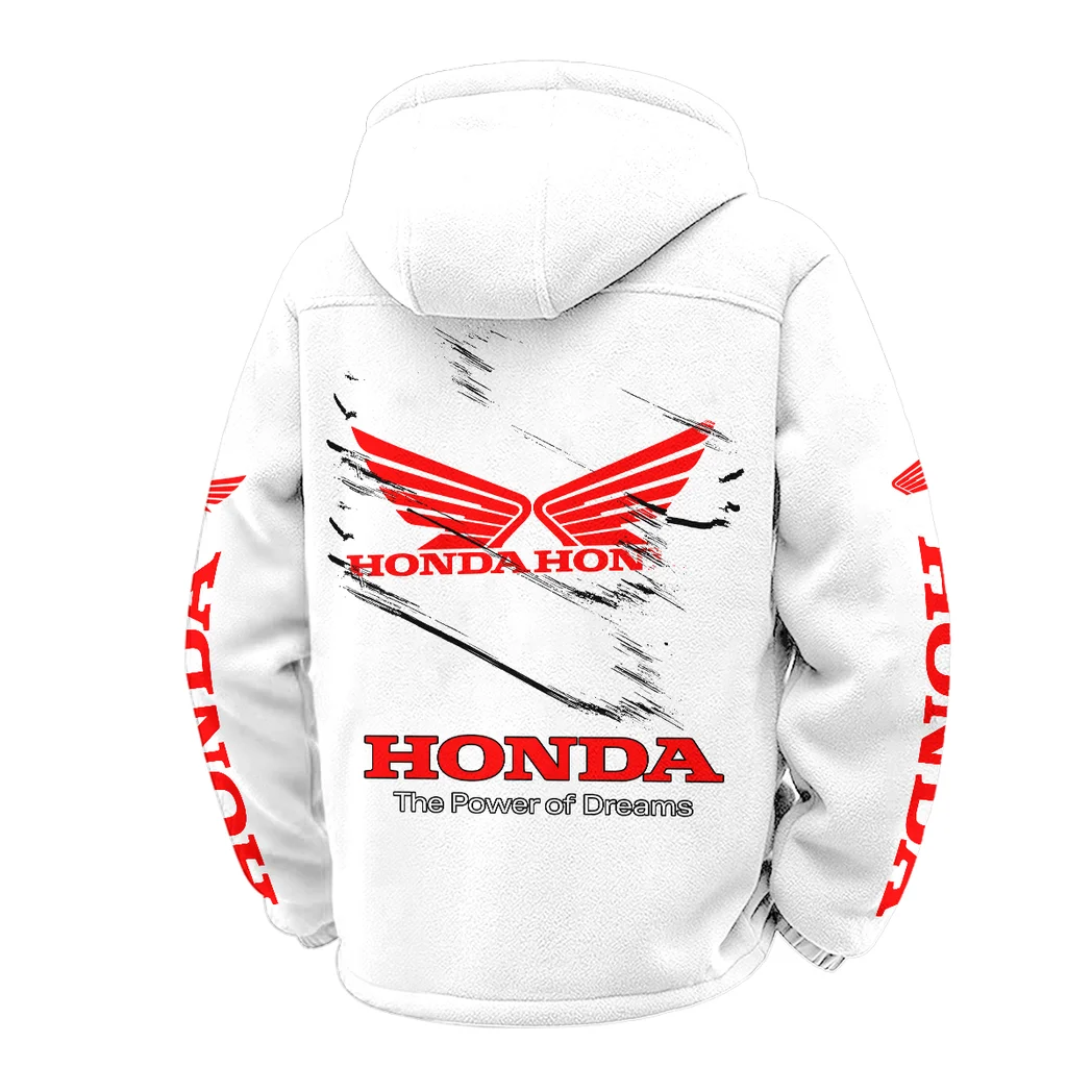 Road Bike Winter Fleece Jacket, Sherpa Lined Winter Fleece HVN1452HM - White - Image 3