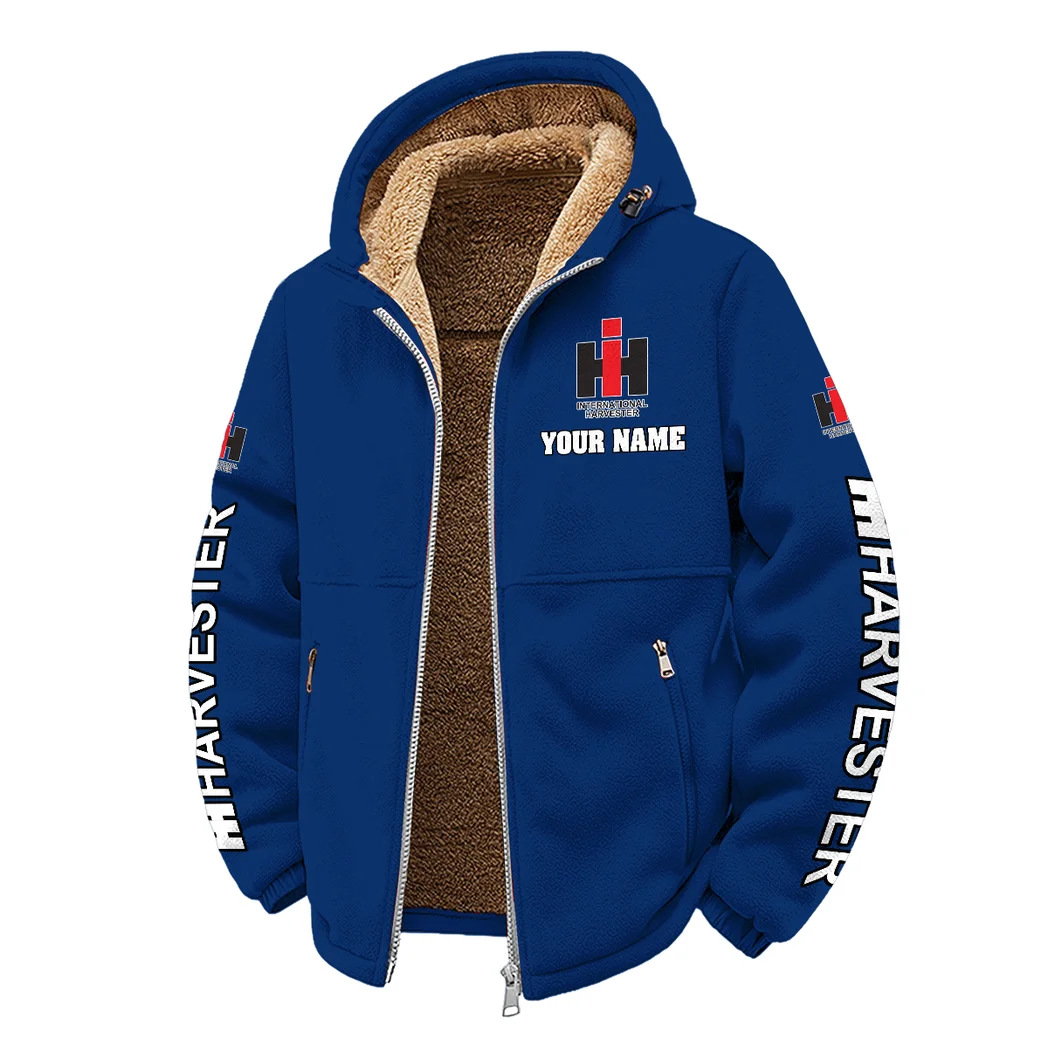 Farm Machine Winter Fleece Jacket, Extreme Cold Fleece Coat HVN1452IH - Navy - Image 2