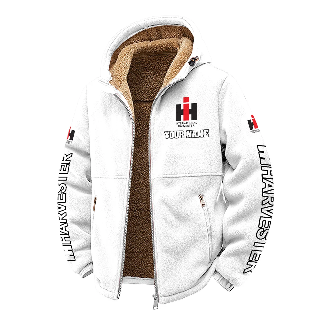 Farm Machine Winter Fleece Jacket, Extreme Cold Fleece Coat HVN1452IH - White - Image 2