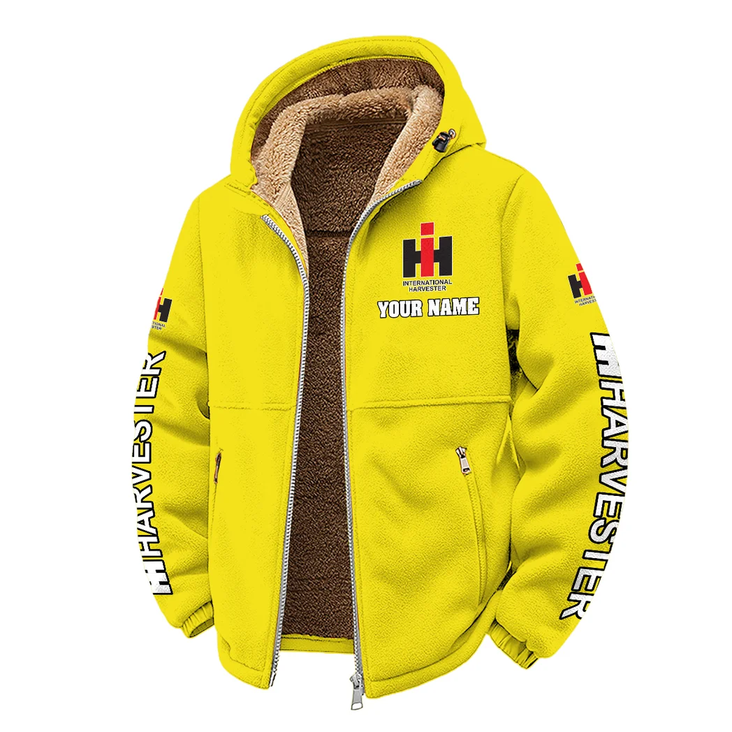 Farm Machine Winter Fleece Jacket, Extreme Cold Fleece Coat HVN1452IH - Yellow - Image 2