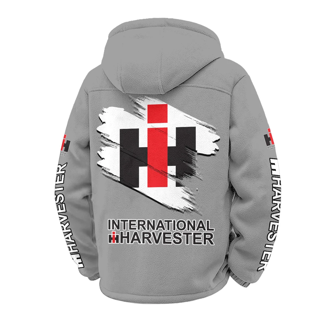 Farm Machine Winter Fleece Jacket, Extreme Cold Fleece Coat HVN1452IH - Grey - Image 3