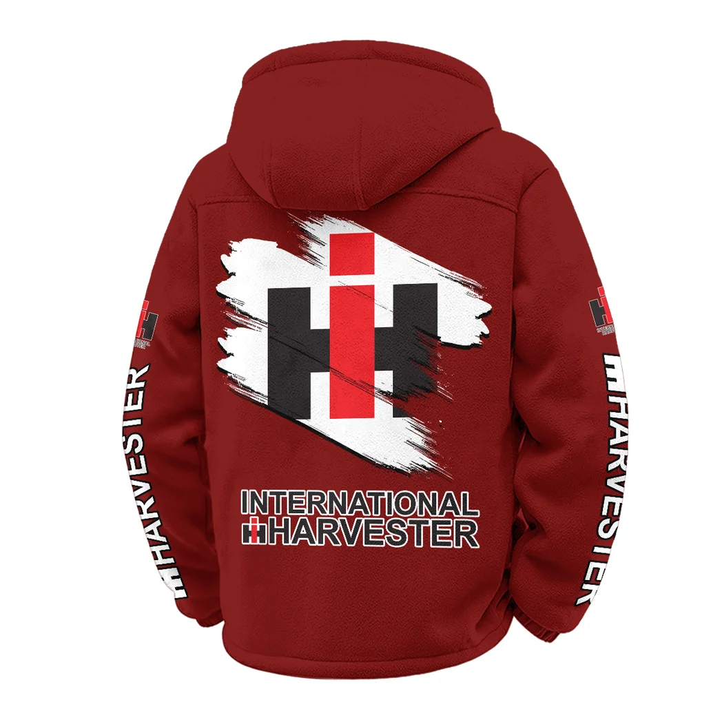 Farm Machine Winter Fleece Jacket, Extreme Cold Fleece Coat HVN1452IH - Wine - Image 3