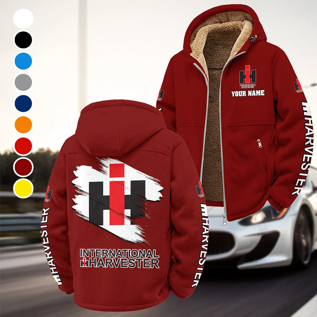 Farm Machine Winter Fleece Jacket, Extreme Cold Fleece Coat HVN1452IH - Wine