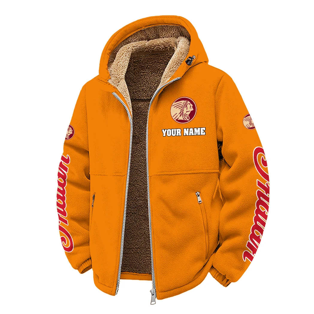 Timeless Road Bike Winter Fleece Jacket, Insulated Sport Hoody HVN1452IM - Orange - Image 2