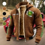 Cultivation Tractor Fleece-Lined Hooded Jacket, Multi-Sport Winter Active Top HVN1452JD - brown