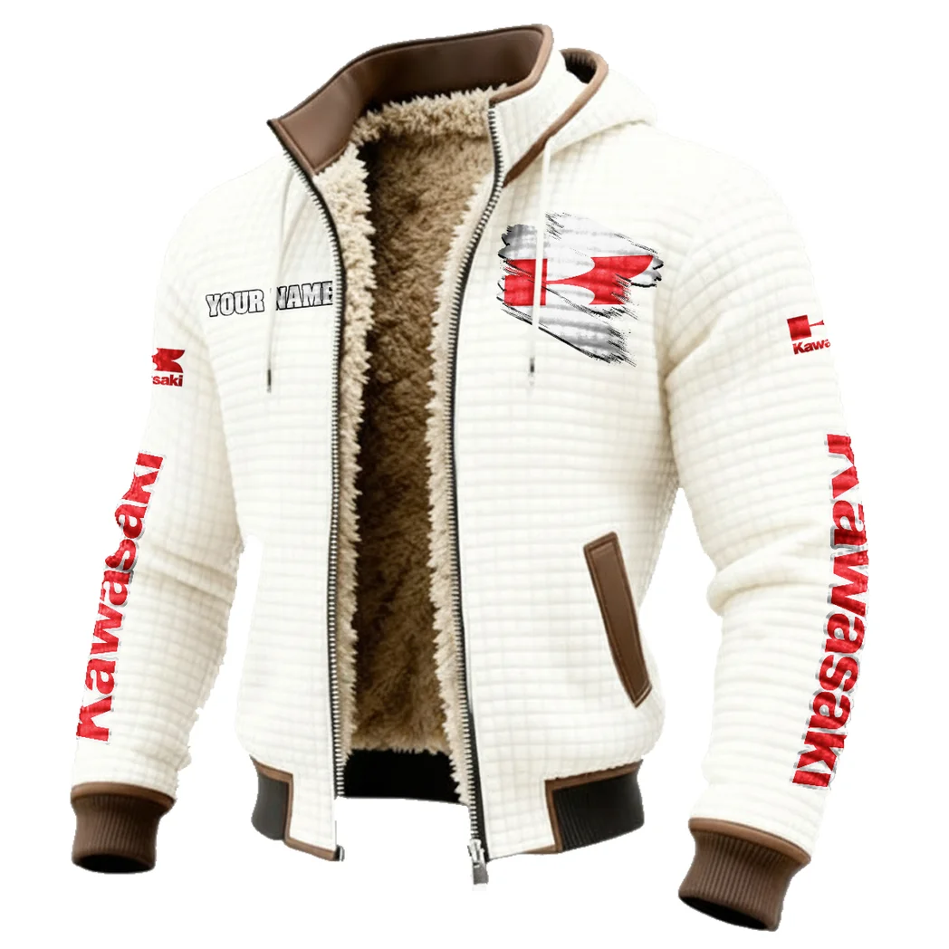 Agile Street Bike Fleece-Lined Hooded Jacket, All-Mountain Hooded Fleece HVN1452KA - White - Image 2