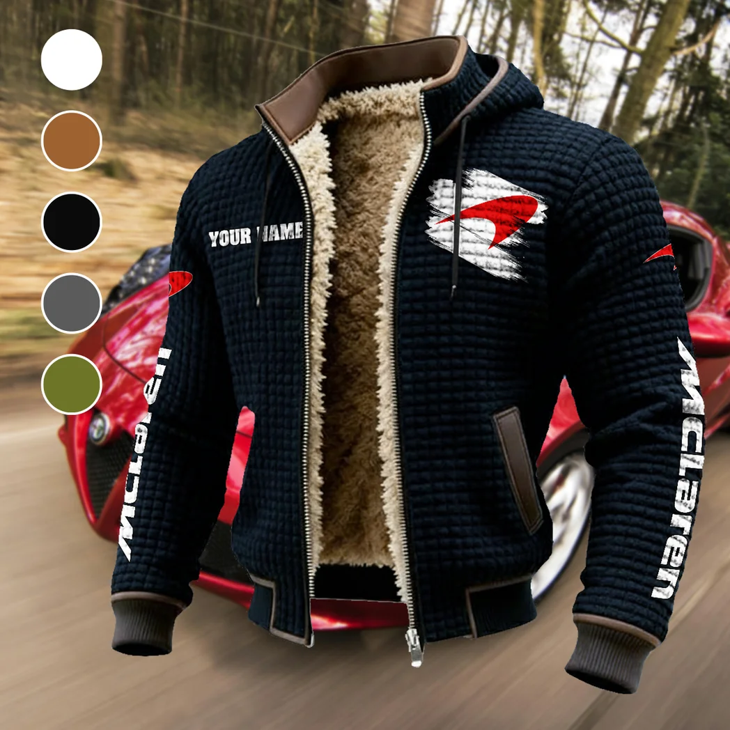 Racing Icon Fleece-Lined Hooded Jacket, Wind-Blocker Insulated Hoody HVN1452MC - Black