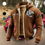 Marine Engine Fleece-Lined Hooded Jacket, Storm-Ready Fleece-Lined Coat HVN1452MM - brown