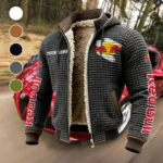 Support Core Fleece-Lined Hooded Jacket, Water-Resistant Thermal Hoody HVN1452NY - Grey