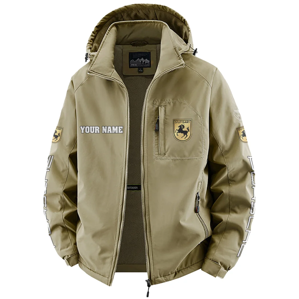 Luxury Coupe Fleece Windbreaker Jacket, Outdoor Activity Defense HVN1452PO - Khaki - Image 2