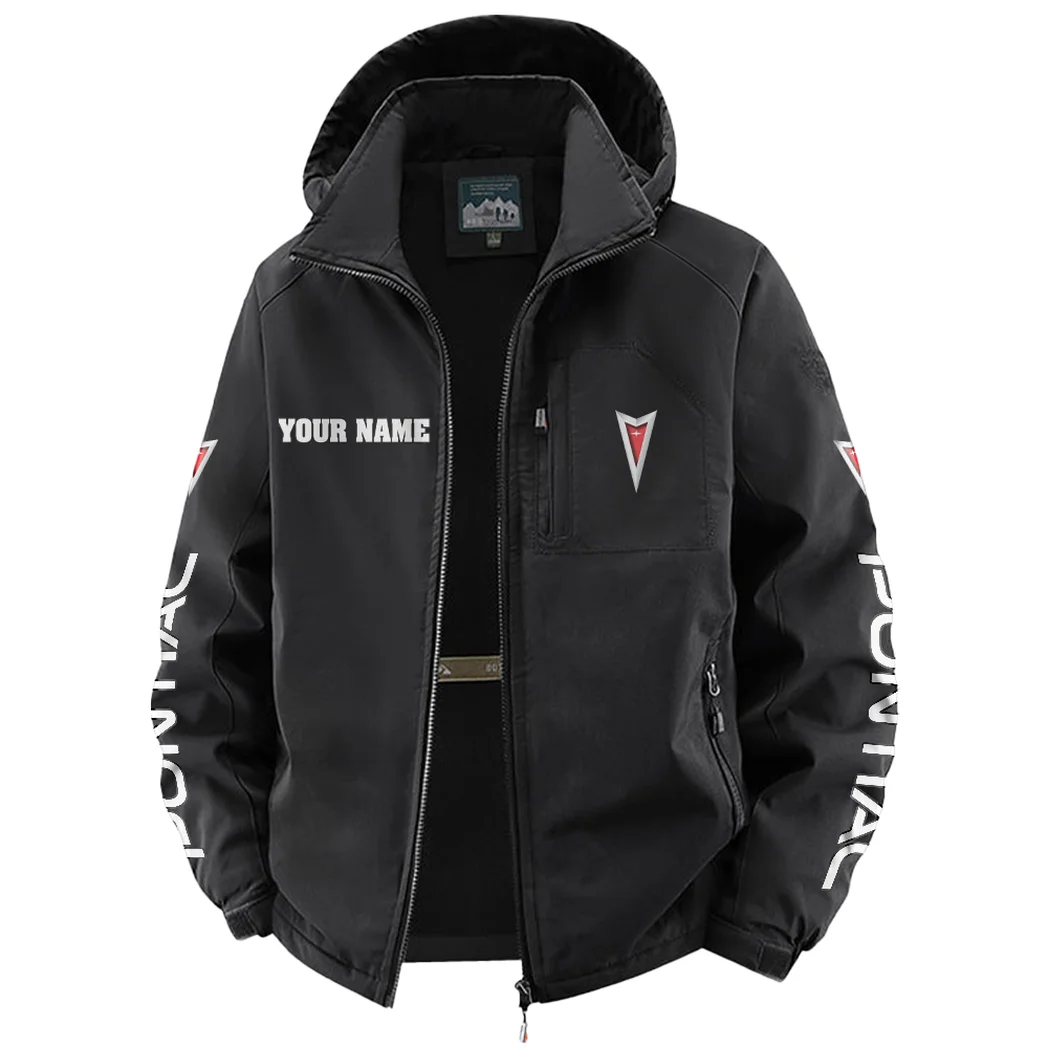 Classic American Car Fleece Windbreaker Jacket, Cozy Fleece-Lined Windbreaker HVN1452PO - Black - Image 2