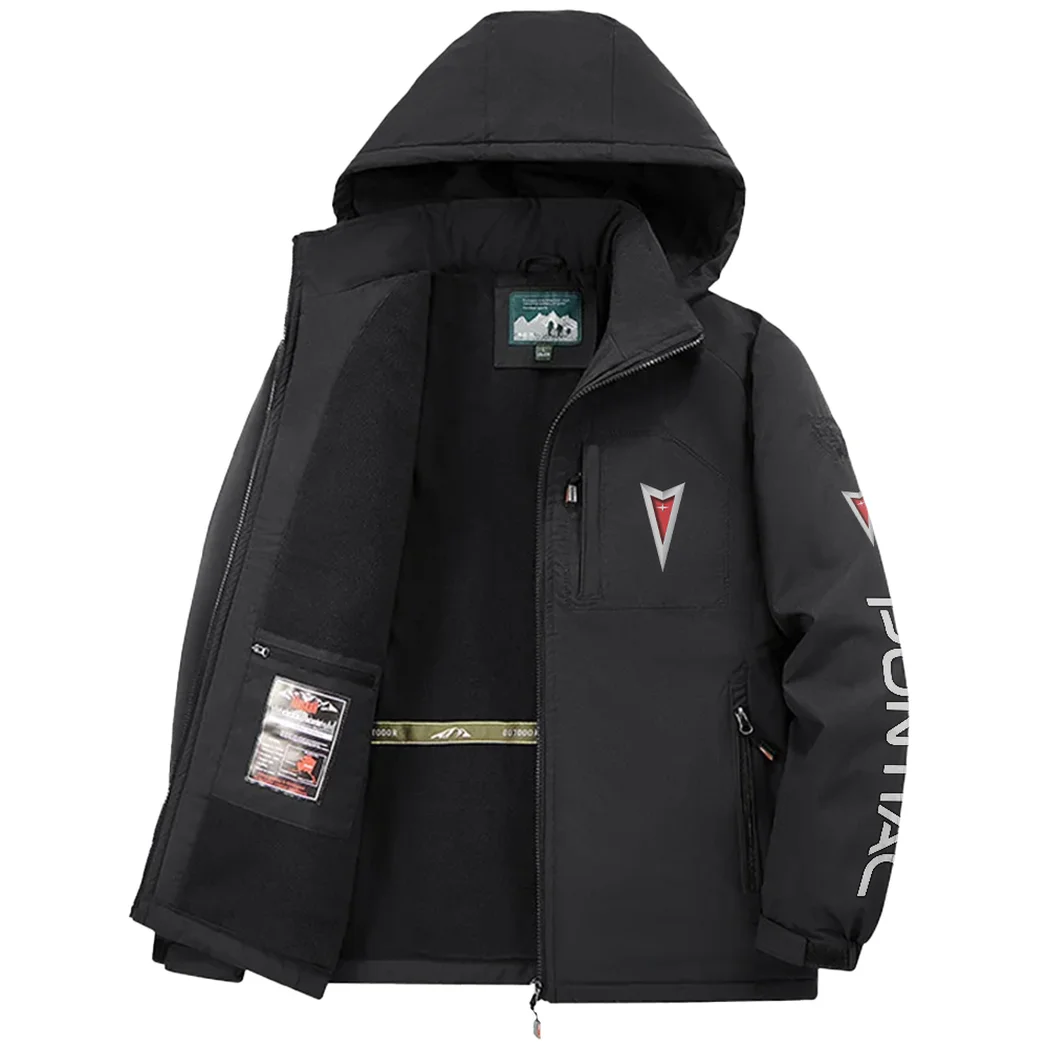 Classic American Car Fleece Windbreaker Jacket, Cozy Fleece-Lined Windbreaker HVN1452PO - Black - Image 3
