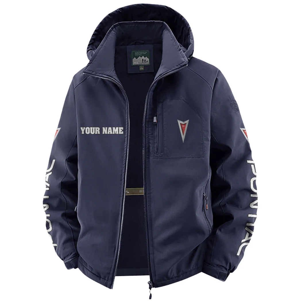 Classic American Car Fleece Windbreaker Jacket, Cozy Fleece-Lined Windbreaker HVN1452PO - Navy - Image 2