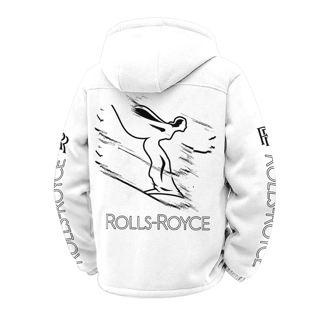 Bespoke Sedan Winter Fleece Jacket, Luxe Microfleece Pullover HVN1452RR - White - Image 3