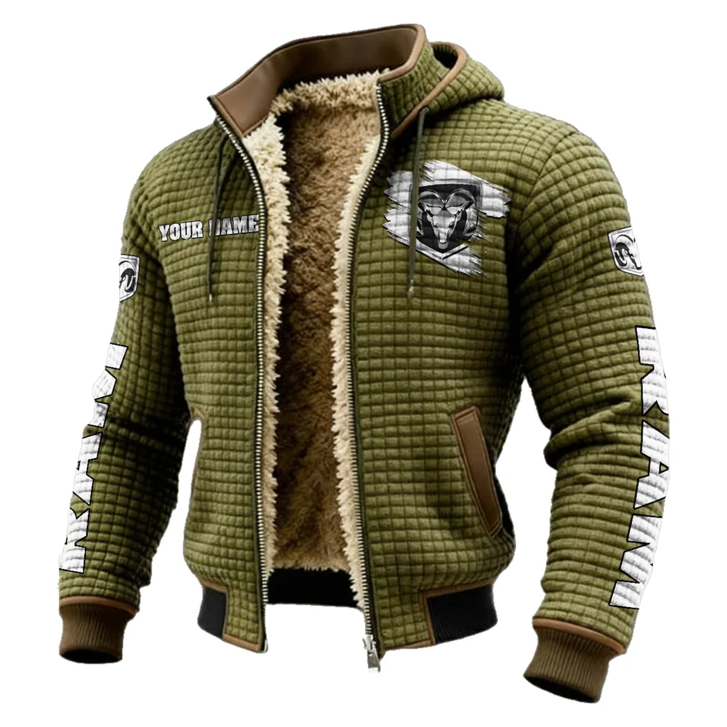 Strong Utility Pickup Fleece-Lined Hooded Jacket, Thermal Core Fleece Jacket HVN1452RT - Green - Image 2