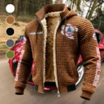 Retro-Inspired Car Fleece-Lined Hooded Jacket, Heavyweight Cozy Sport Shell HVN1452SH - brown