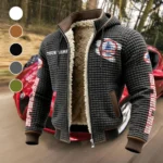 Retro-Inspired Car Fleece-Lined Hooded Jacket, Heavyweight Cozy Sport Shell HVN1452SH - Grey