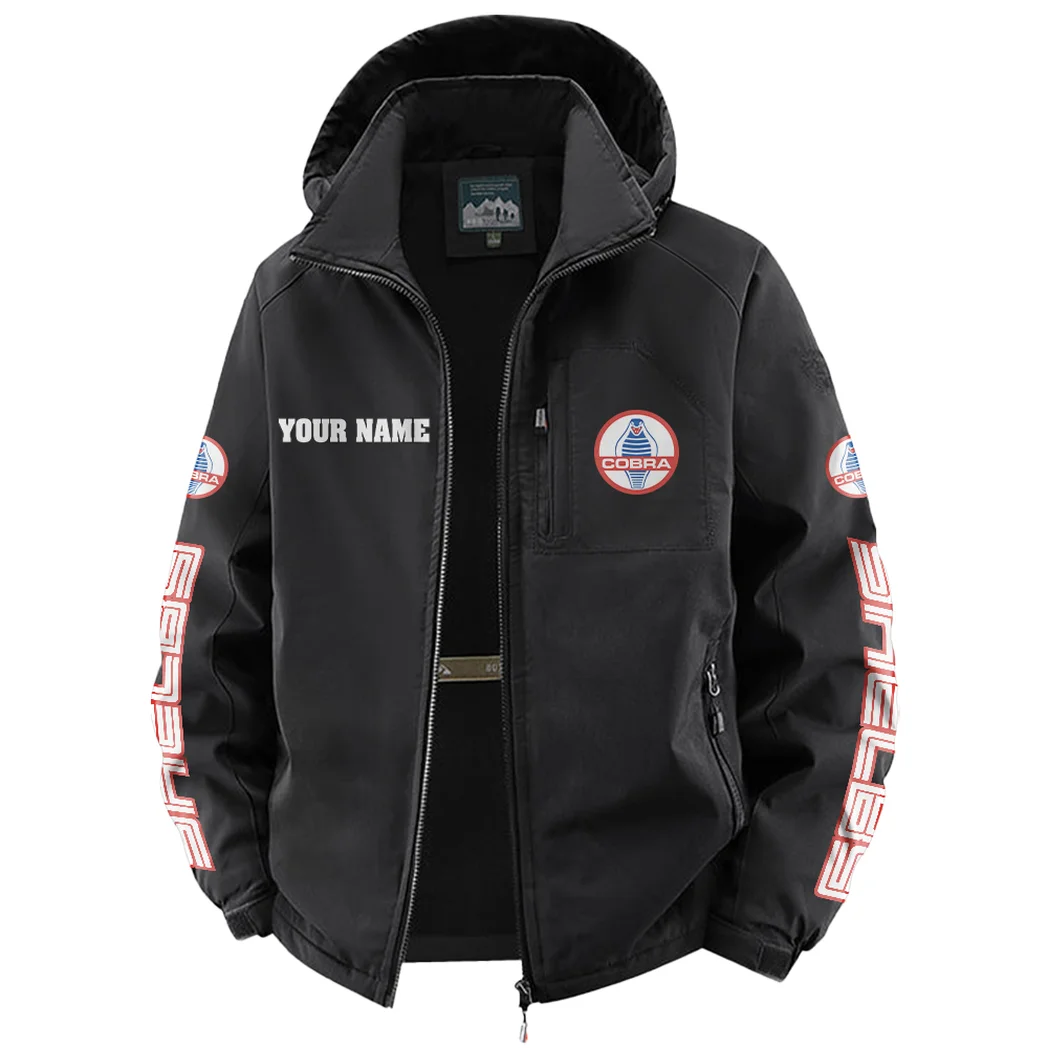 Retro-Inspired Car Fleece Windbreaker Jacket, Luxe Fleece Exterior HVN1452SH - Black - Image 2