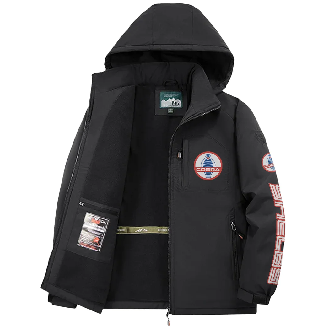 Retro-Inspired Car Fleece Windbreaker Jacket, Luxe Fleece Exterior HVN1452SH - Black - Image 3