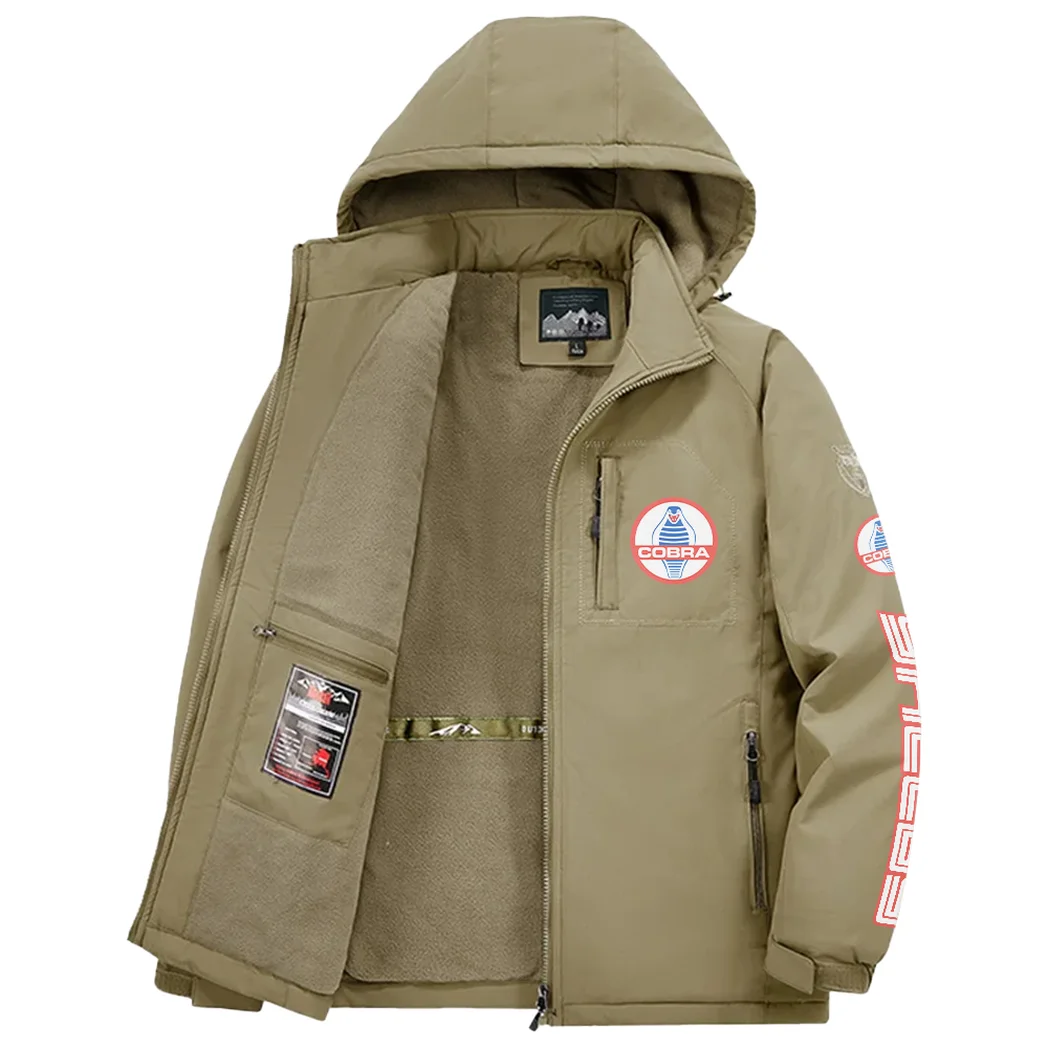 Retro-Inspired Car Fleece Windbreaker Jacket, Luxe Fleece Exterior HVN1452SH - Khaki - Image 3