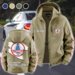 Retro-Inspired Car Fleece Windbreaker Jacket, Luxe Fleece Exterior HVN1452SH - Khaki