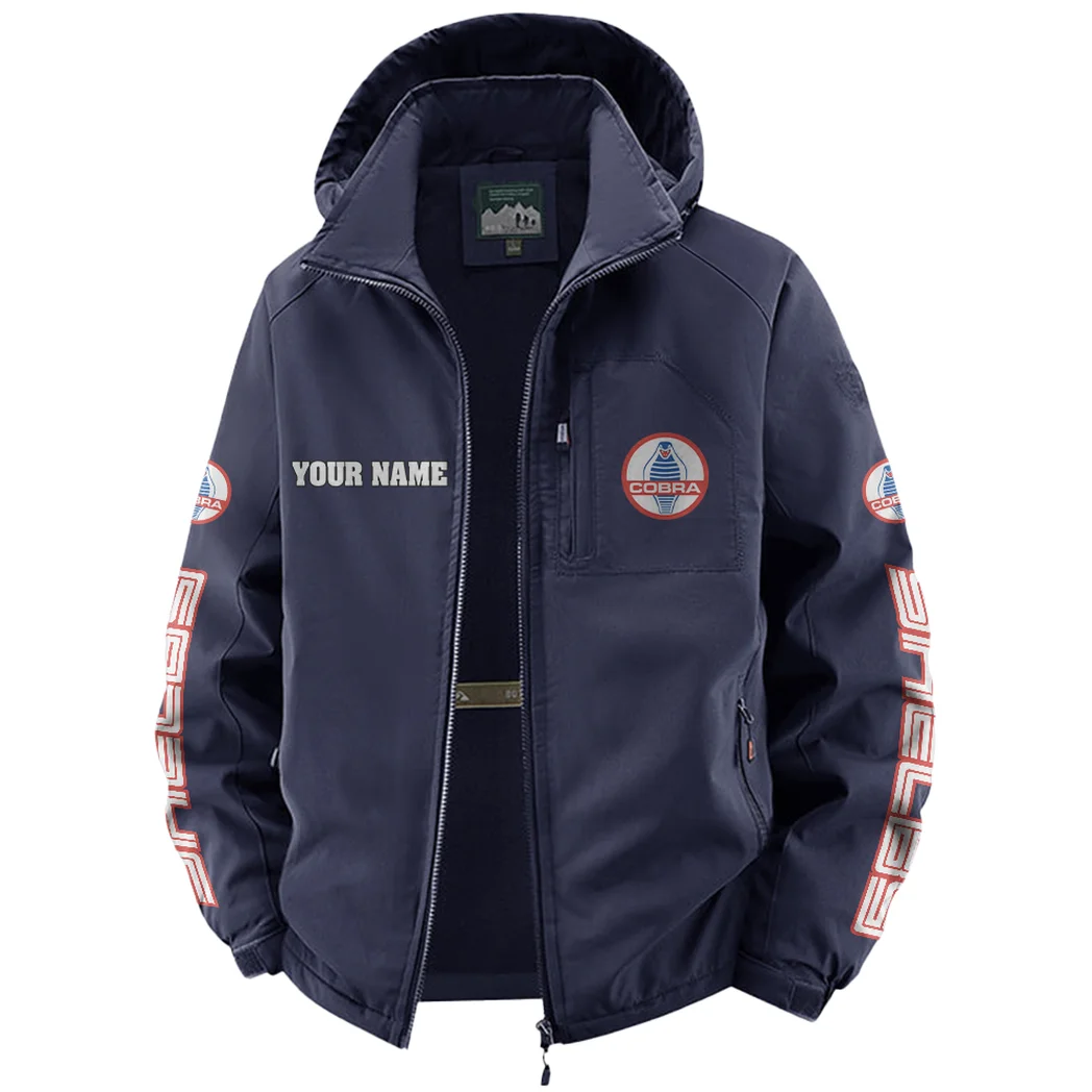 Retro-Inspired Car Fleece Windbreaker Jacket, Luxe Fleece Exterior HVN1452SH - Navy - Image 2