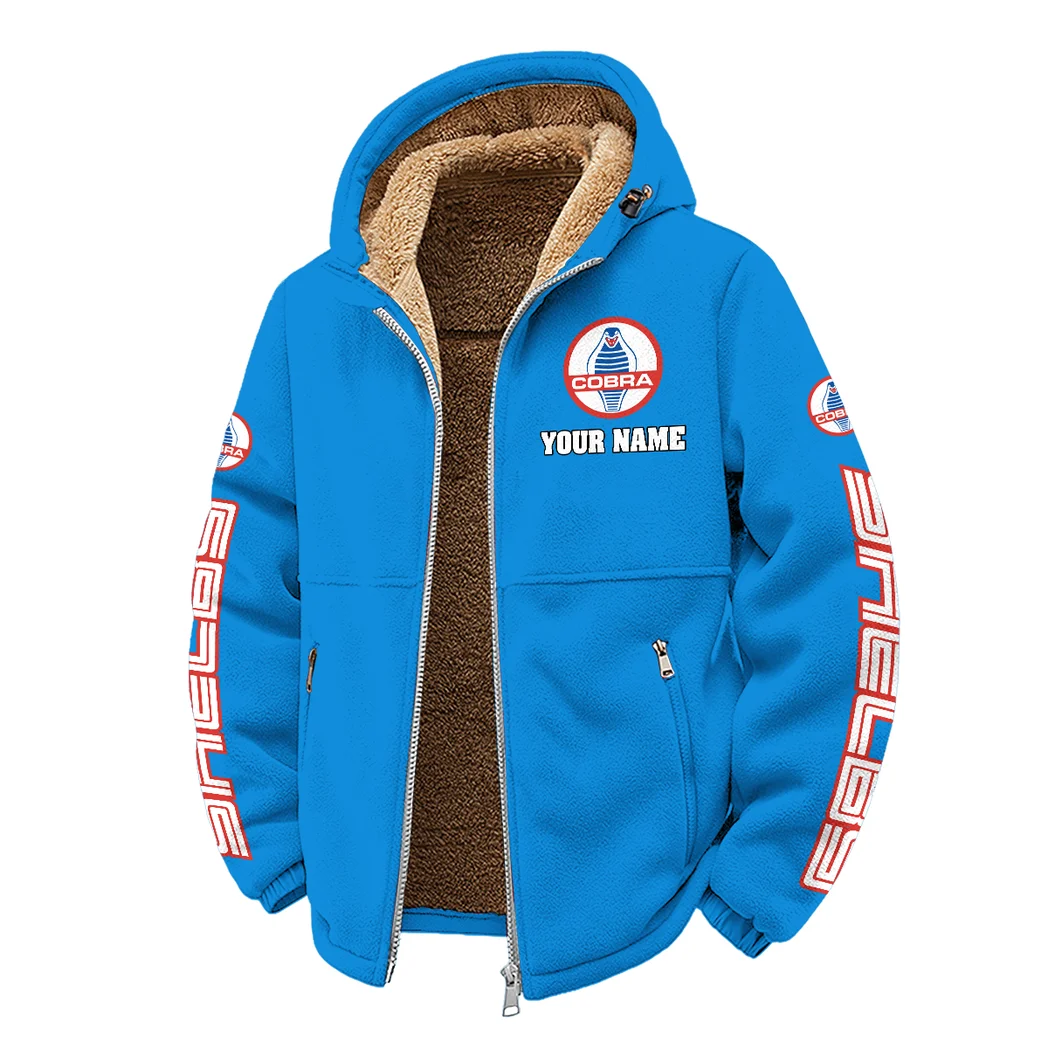 Retro-Inspired Car Winter Fleece Jacket, High-Density Comfort Fleece HVN1452SH - Cyan - Image 2