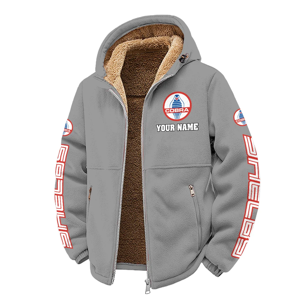 Retro-Inspired Car Winter Fleece Jacket, High-Density Comfort Fleece HVN1452SH - Grey - Image 2