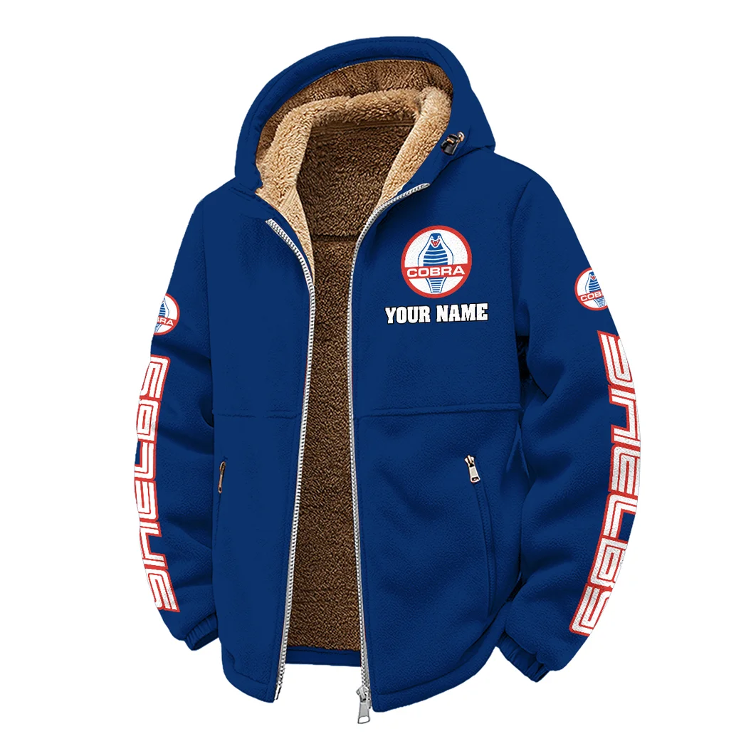 Retro-Inspired Car Winter Fleece Jacket, High-Density Comfort Fleece HVN1452SH - Navy - Image 2