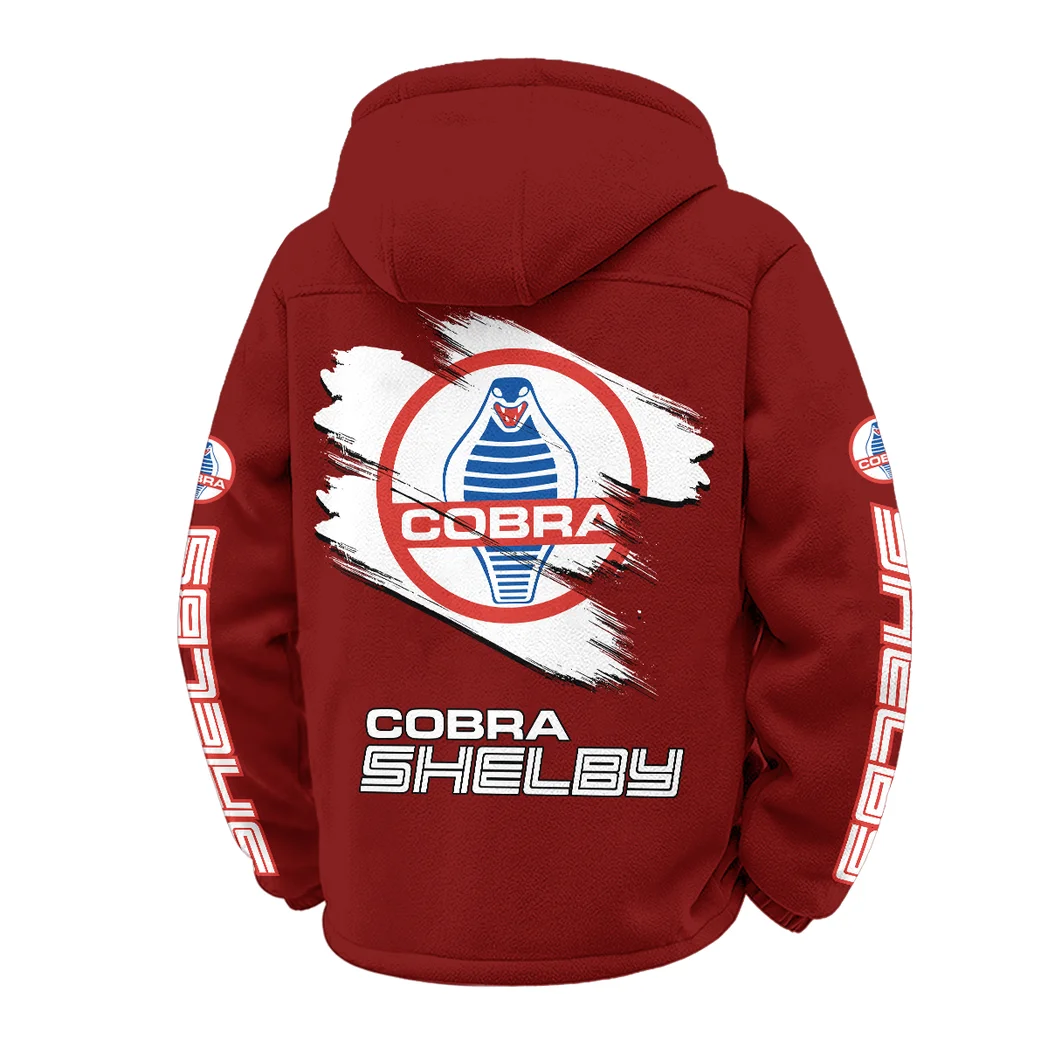 Retro-Inspired Car Winter Fleece Jacket, High-Density Comfort Fleece HVN1452SH - Wine - Image 3