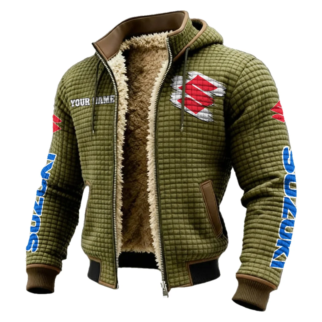 Superbike Fleece-Lined Hooded Jacket, Brushed Interior Winter Jacket HVN1452SU - Green - Image 2