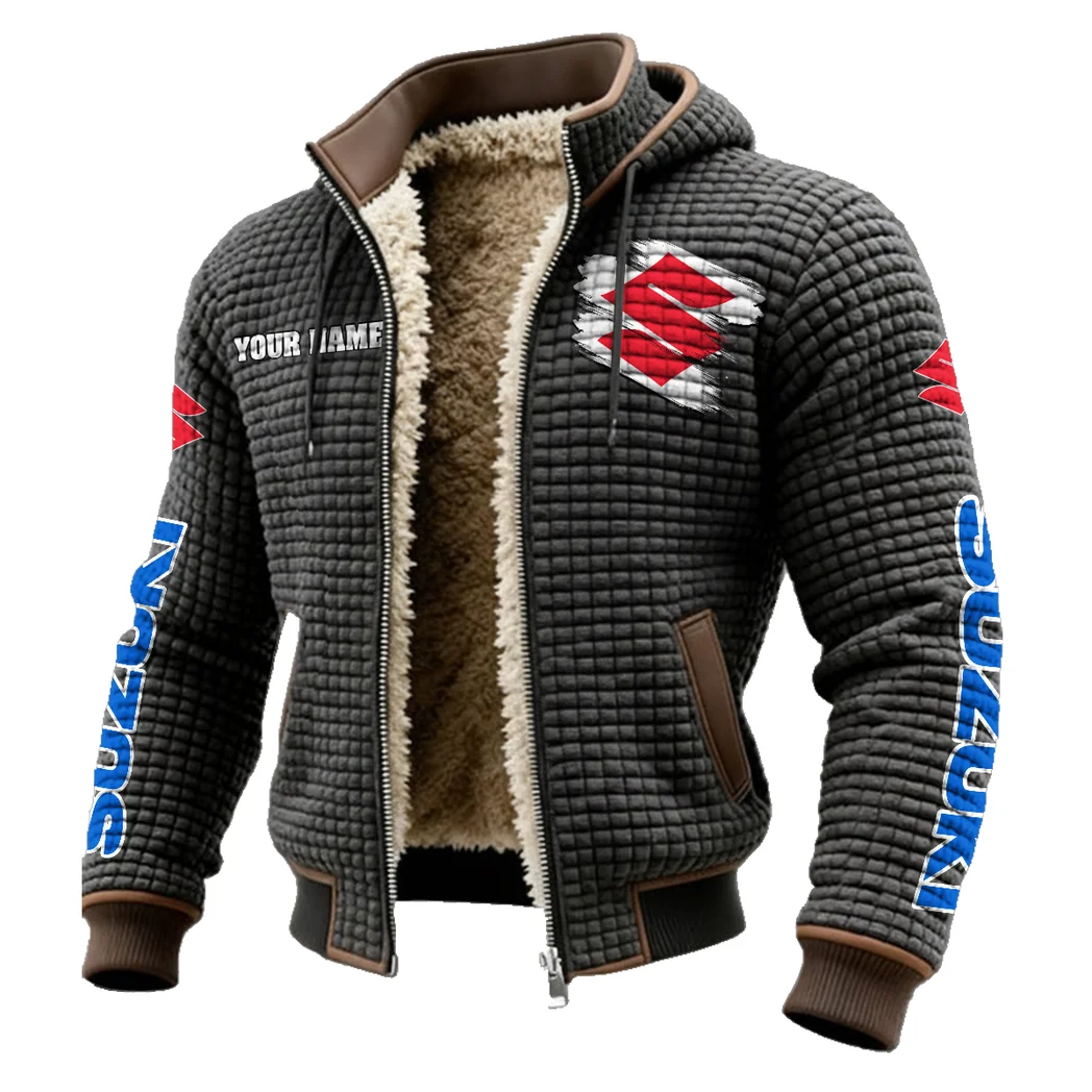 Superbike Fleece-Lined Hooded Jacket, Brushed Interior Winter Jacket HVN1452SU - Grey - Image 2