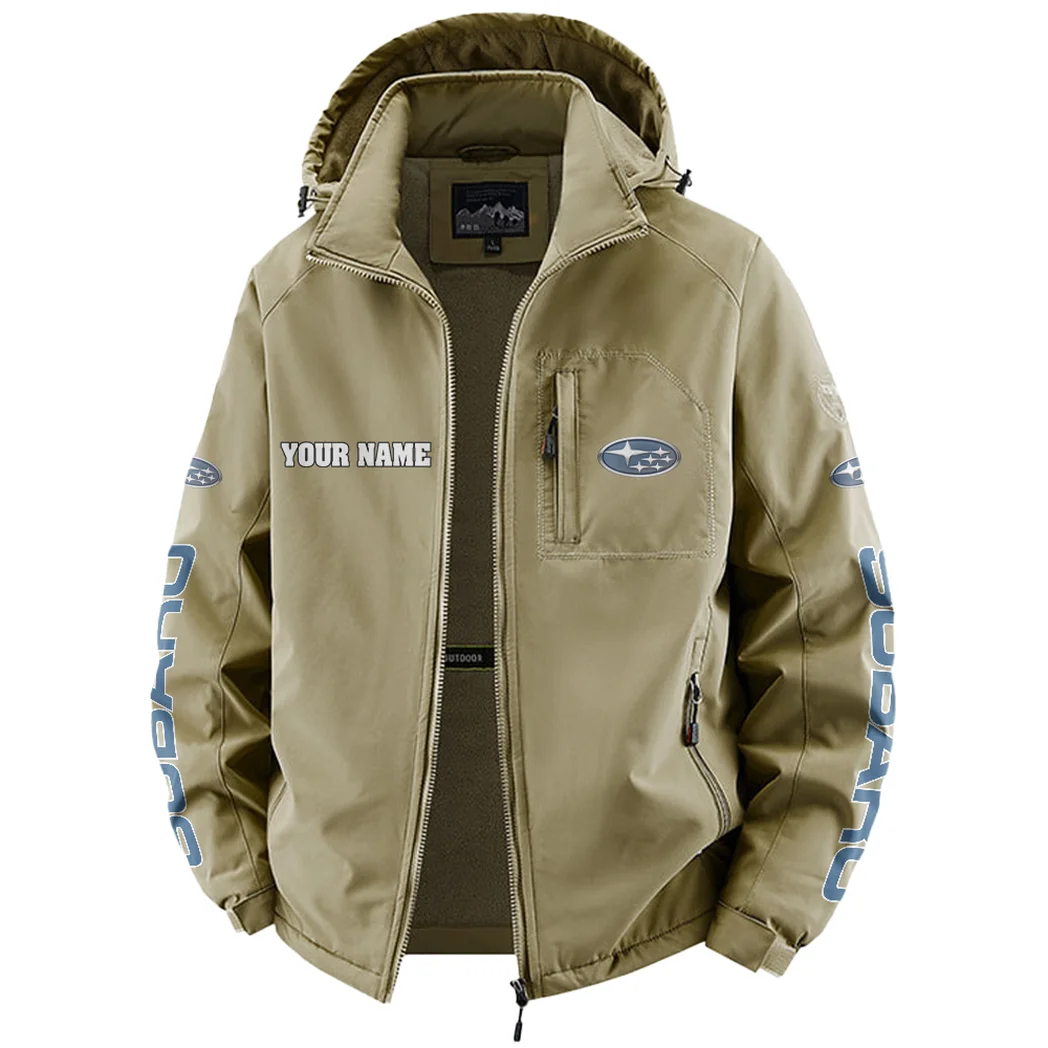 Boxer Engine Car Fleece Windbreaker Jacket, Midweight Thermal Windbreaker HVN1452SU - Khaki - Image 2