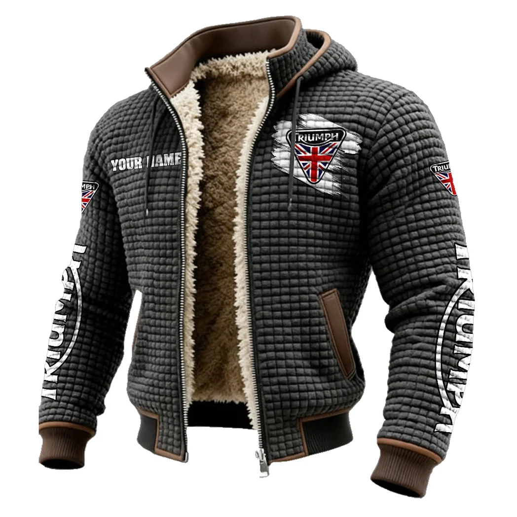 Legendary Two-Wheeler Fleece-Lined Hooded Jacket, Premium Bonded Fleece Jacket HVN1452TM - Grey - Image 2