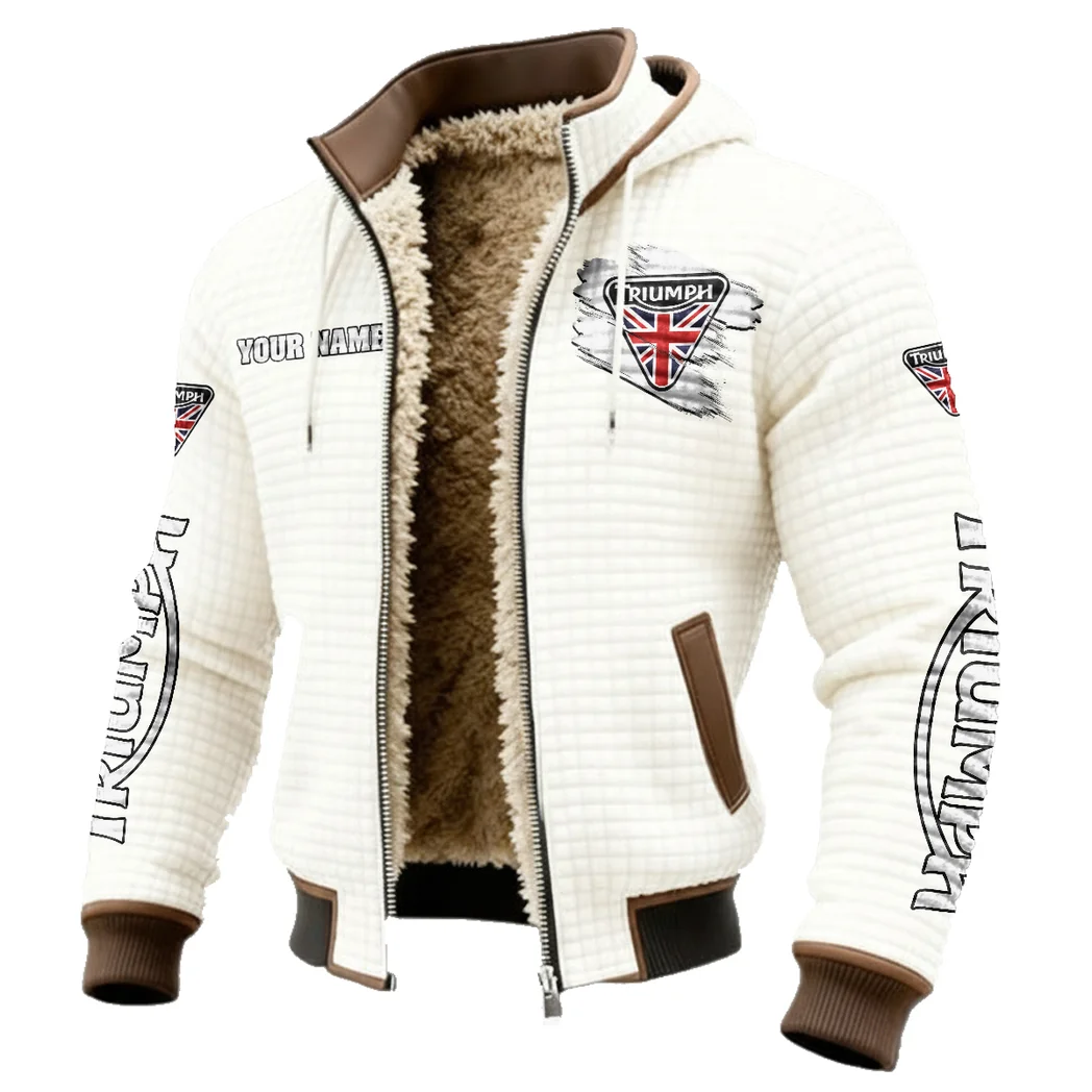 Legendary Two-Wheeler Fleece-Lined Hooded Jacket, Premium Bonded Fleece Jacket HVN1452TM - White - Image 2