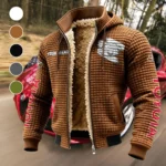 Long-Life Vehicle Fleece-Lined Hooded Jacket, Breathable Warmth Sport Jacket HVN1452TO - brown