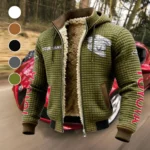 Long-Life Vehicle Fleece-Lined Hooded Jacket, Breathable Warmth Sport Jacket HVN1452TO - Green