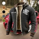 Long-Life Vehicle Fleece-Lined Hooded Jacket, Breathable Warmth Sport Jacket HVN1452TO - Grey