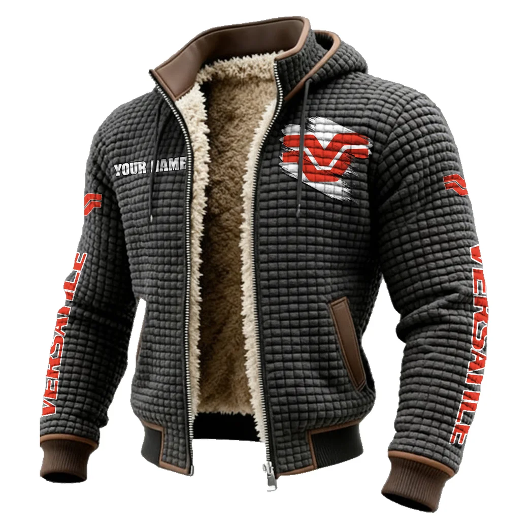 Articulated Tractor Fleece-Lined Hooded Jacket, Soft-Touch Thermal Outerwear HVN1452VE - Grey - Image 2