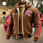 Motorbike Fleece-Lined Hooded Jacket, Warmth-Lock Fleece-Lined Zip HVN1452YA - brown
